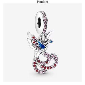 Silver and Red Bird Charm